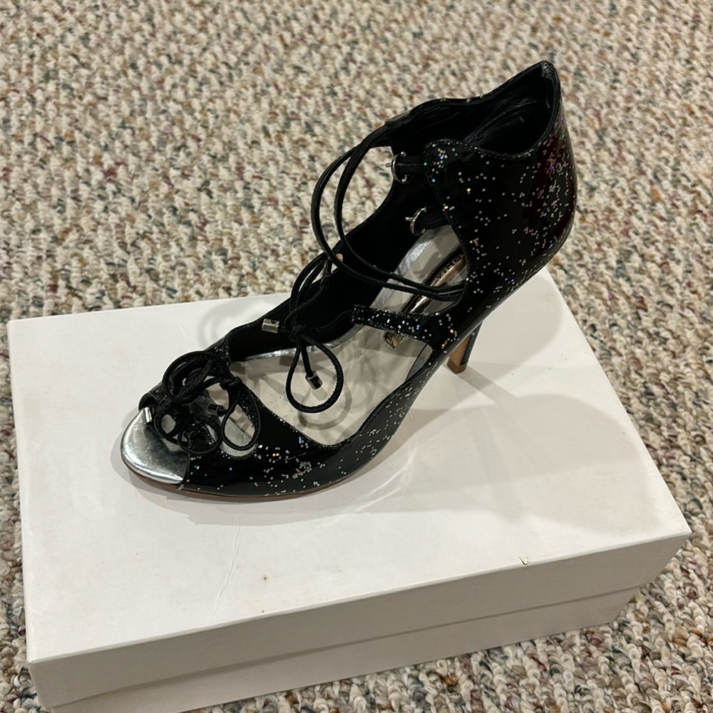 Sophia Webster Midnight Sparkle patent leather ankle strap heels 38.5